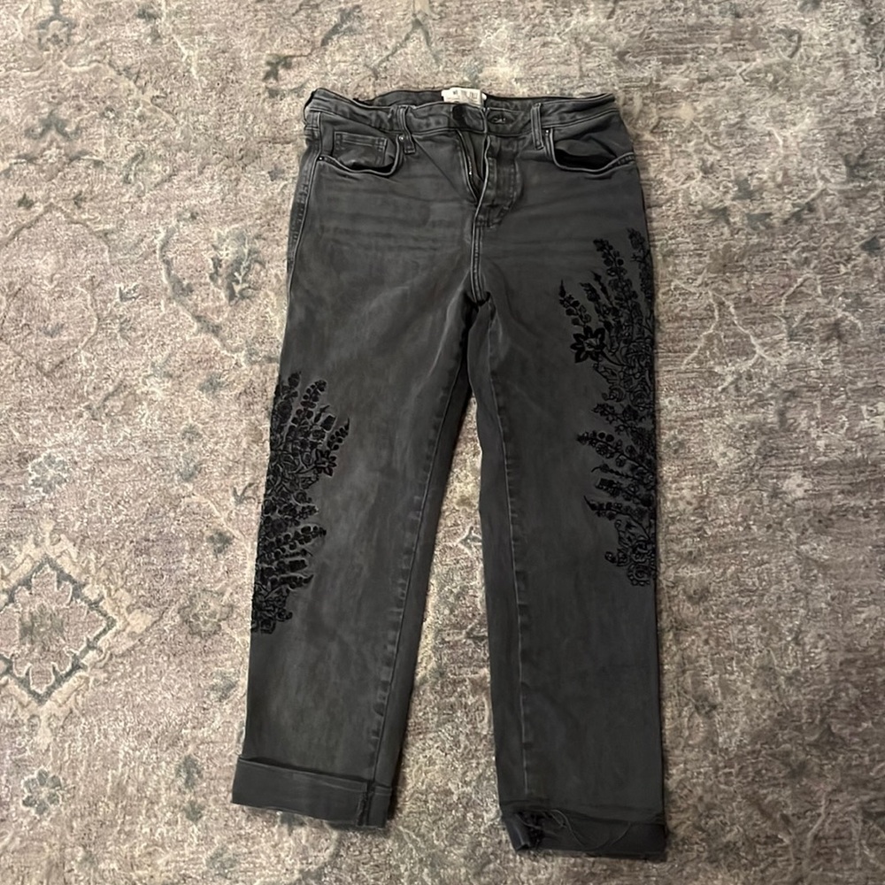 Black embroidered jeans free people